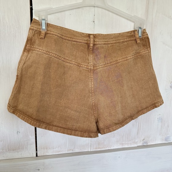 Free People Micro Denim Chino Short‎ Brown Tan Size 4 New 1 Inch Inseam Western - Picture 3 of 7